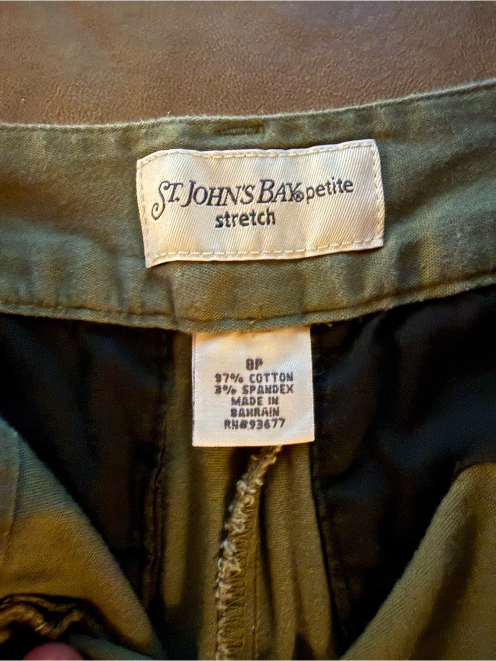 St. John's Bay Olive Green Petite Stretch Pants - Picture 2 of 4